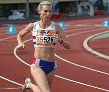 Doing some final warm up strides just before the start of the 800m final